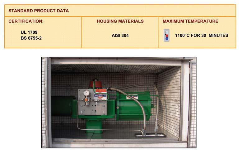FIRE PROOF BOX Suitable for fi re protection of gas over oil, direct gas, pneumatic and hydraulic valve actuators.