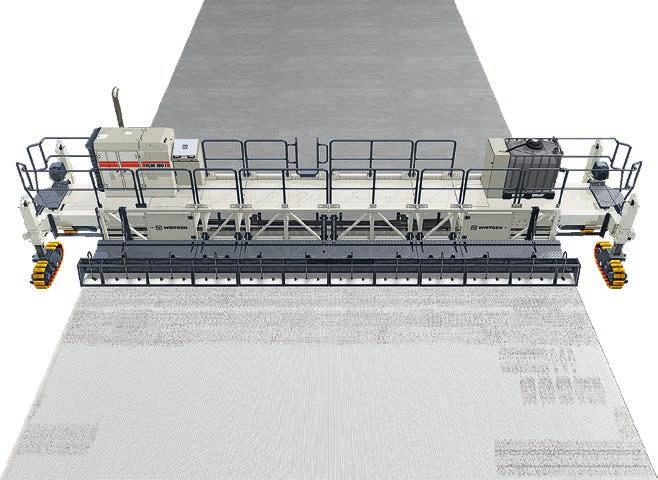NEW DIAGONAL BROOM FINISH AND SPRAYING FEATURE The texture curing machine is capable of applying a diagonal broom finish and spraying diagonal to the concrete slab in a single operation.