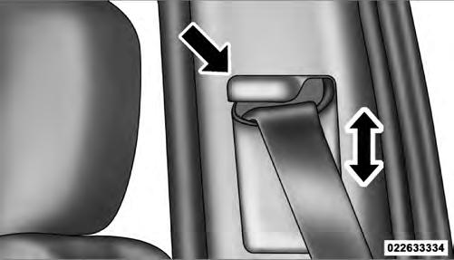 46 THINGS TO KNOW BEFORE STARTING YOUR VEHICLE Adjustable Upper Shoulder Belt Anchorage In the front seating positions, the shoulder belt can be adjusted upward or downward to position the belt away