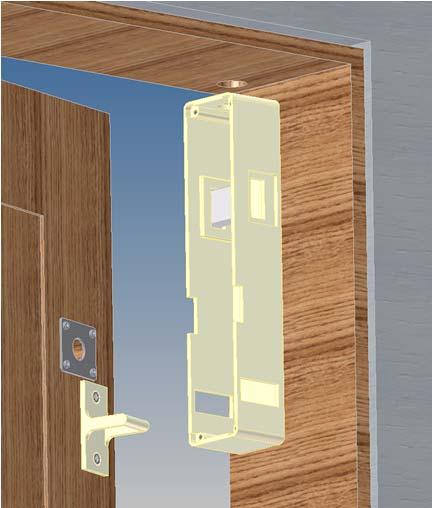 (see template for instructions) 2) Remove cover from interlock and fasten Interlock to door jamb with #8 wood screws.