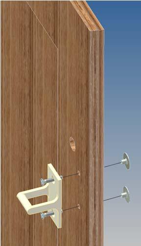 Install Interlocks continued 4) Attach door keeper to hoistway door with #8-32 screws and tee nuts. 5) Attach emergency key plates to hoistway door with #4 wood screws.