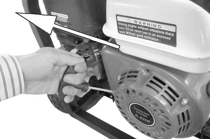 5. Pull the starting handle lightly until you start to feel resistance and then pull up sharply to start the generator. NOTE: You may have to do this more than once.