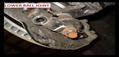 8. Remove the 2 lower ball joint mount bolts and separate the