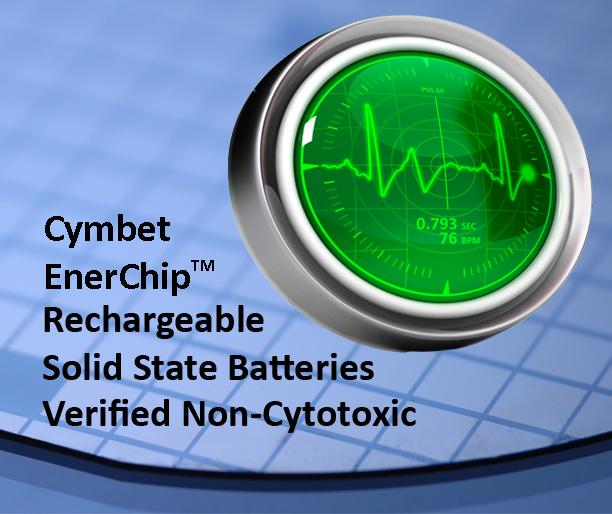 EnerChips are Non-Cytotoxic The gamma sterilized Cymbet EnerChip bare die batteries were found to be non-cytotoxic (0% cell lysis) using both the Medium Eluate Method Eluation Test and Agar Diffusion