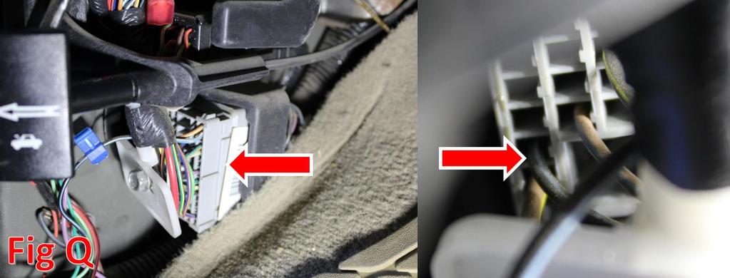 20. There is a grey connector underneath the kick panels you removed in Installation Step 18.