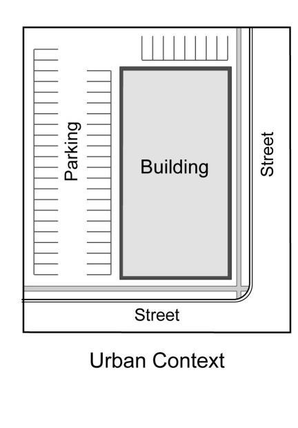 X X X (1) Parking may be located at the side of a building. X X -- Parking may be located in the area between the street and building.