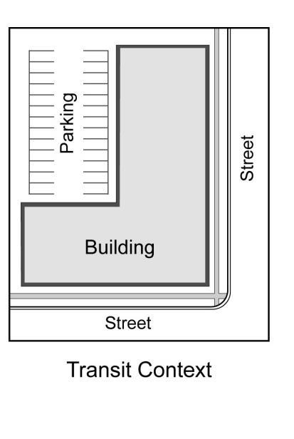 All other parking shall be accommodated for in parking structures. Convenience spaces may be located behind or to the side of a building and shall be clearly marked for short-term use only. 17.
