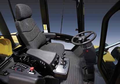 8 SUPERIOR ERGONOMICS Superior Operator Comfort To promote driver comfort and productivity, the operator compartment features a spacious work area, adjustable suspension seat, adjustable tilt