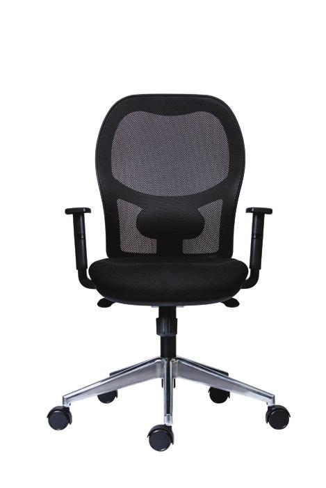 QUE 301 Executive chair shown with netting backrest, adjustable lumbar support,
