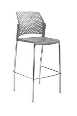 frame REW 300 Barstool with plastic back and seat, and 4-legged chrome frame REW 202 <