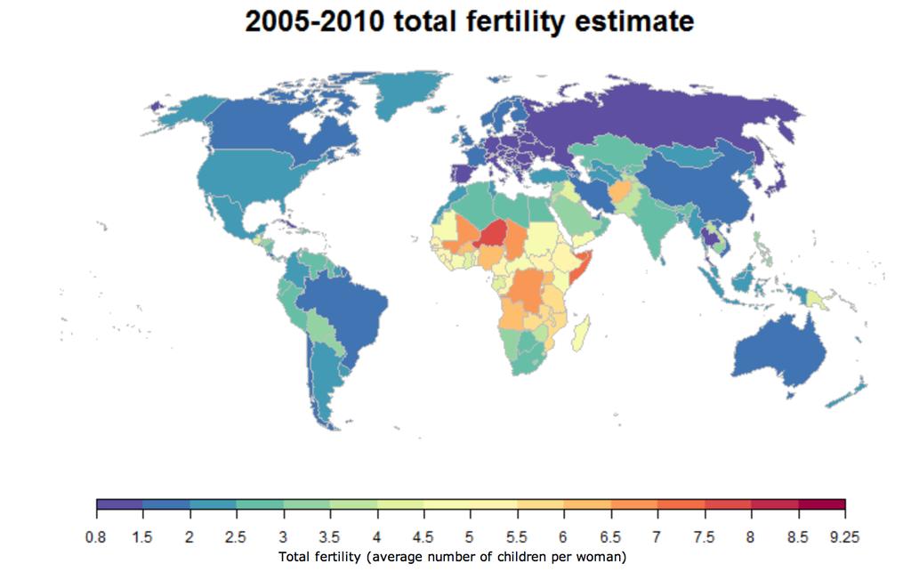 Very low fertility around the world Source: United Nations http://esa.un.org/wpp/fertility_figures/interactiv e-maps_tf.