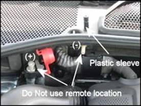 When testing or charging battery installed in vehicle: DO NOT Test/Charge from remote location DO NOT use remote