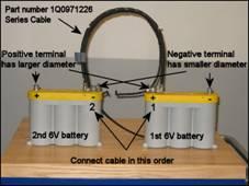 Testing/Charging 6-Volt Batteries Out of Vehicle: If batteries have been removed from vehicle, never attempt to test/charge one 6-volt battery; as stated above. Treat batteries as a 12-volt system.