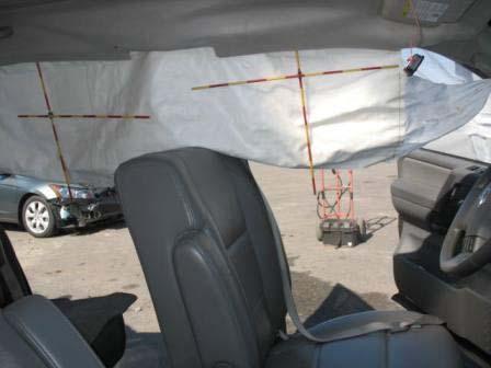 The IC air bags consisted of one curtain that provided coverage for the first two rows and a separate curtain, connected by a tether that provided protection to the third row.