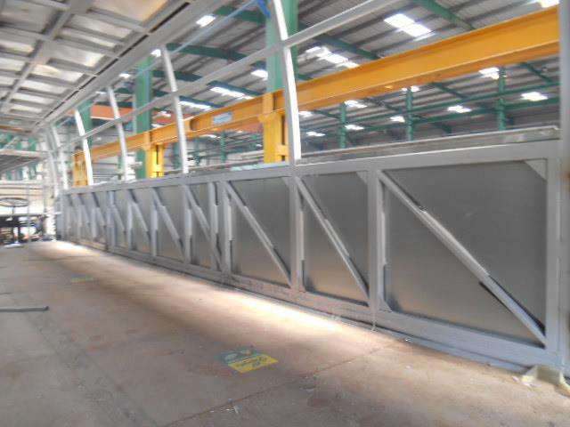 Sheet metal fixing Side stretch panel coil is bonded to the structure by PU Sealant.