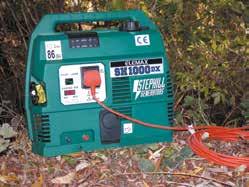 SUITCASE GENERATOR (0.6KVA) A compact, portable generator with a 240v outlet, producing 0.6Kva of power. Weight: 21kg 2.6KVA - 3.