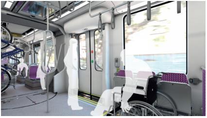 Purple Line Light Rail Vehicle Open-air concept passengers have ample room to disperse