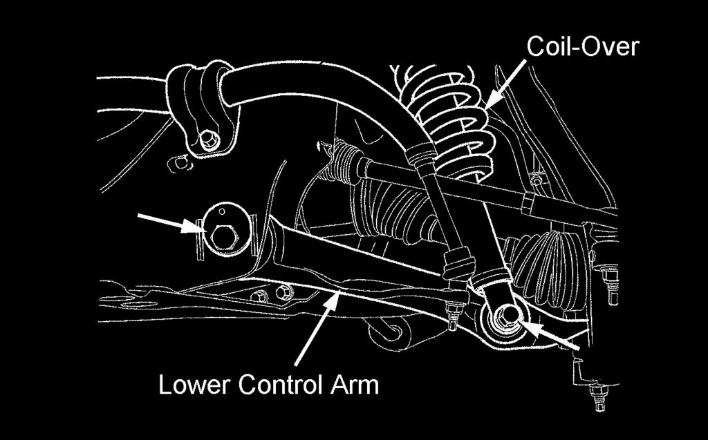 Refer to illustration 8. Remove the lower control arm. 6) Repeat steps 2 through 5 for the other side.