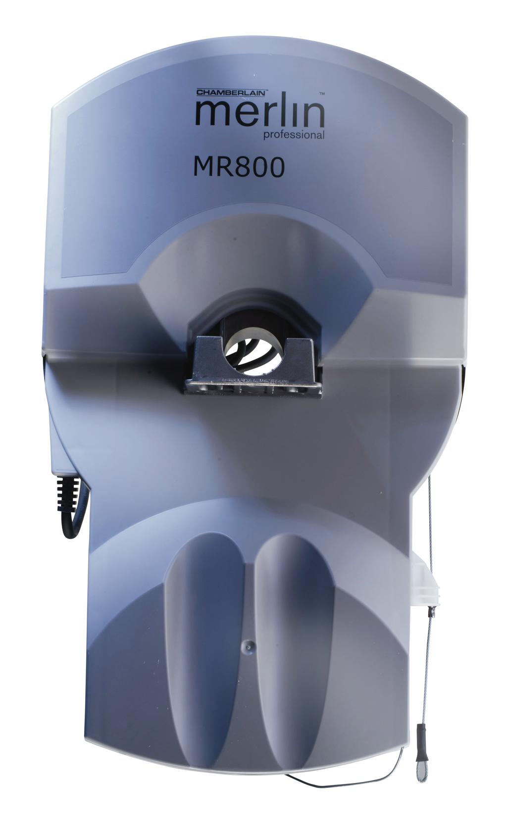 Merlin Professional MR800 Powerful slimline roller door opener for single and heavy double door garages Key Features Soft Start/Stop operation Auto safety function Auto force sensing Two 3 channel