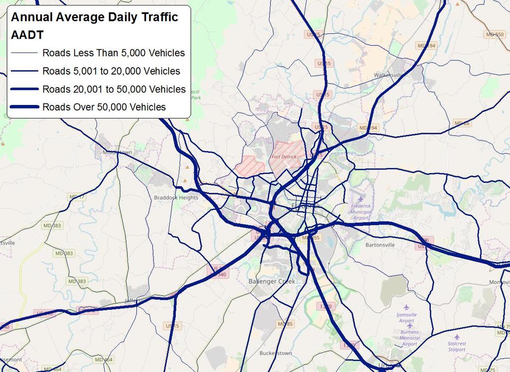 2.3.8 Travel Patterns The MWCOG model was also used to calculate the origins and destinations for City vehicle trips as trip length is a limiting factor for PEV use.