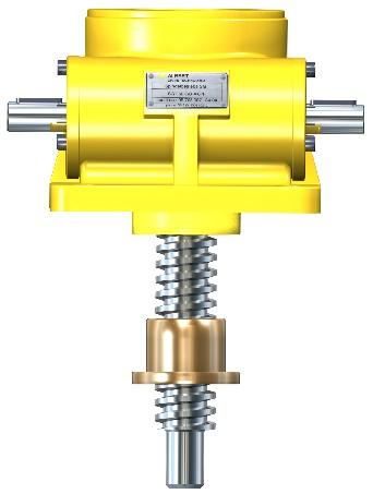 The axial movement of the nut transmits the linear lifting motion due to spindle rotation.