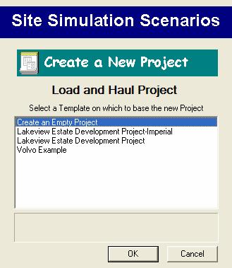 Figure 5 Create a Load and Haul Project In the Create a New Project dialog box choose Create an empty project and then click OK.