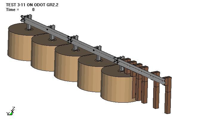 Figure 4: ODOT GR-2.2 guardrail model with ODOT GR-3.