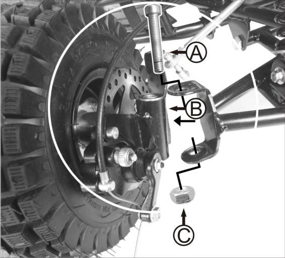 2pcs B: Wheel suspension left and right C: Nut M10 2pcs 1.