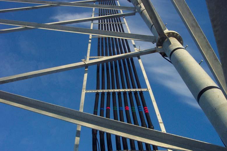 Tower Applications Tower Applications Universal Cable Ladder Hot dip galv steel ladder, splice plates and attachment kits Design: Angle rails w ith bolt on channel rungs 3' spacing n/a Mounts to: