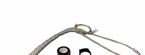 Coax Mounting Accessories Lace-Up Hoisting Grips Tinned bronze grip, clip and tape n/a De sign: Mesh grip w ith single eye support Mounts to: n/a 101259 Hoisting Grip to suit 1/2" cable - Lace Up 0.