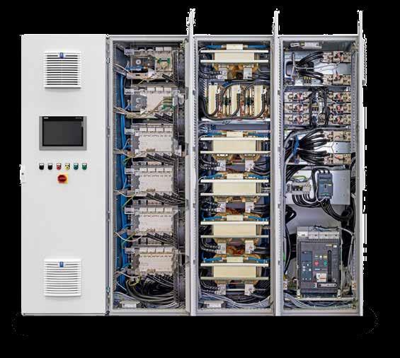 Equipped with greater efficiency technical features of SINACON HC Control cabinet Power stack half-bridges Filters DC switches and fuse circuits SIMOTION Controller HMI 12 display DC 500-A building