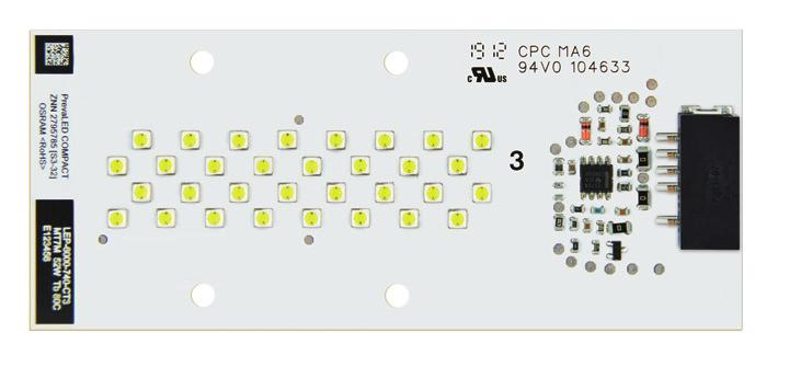 2. Luminaire design 2.1. Optical considerations LEP-6000-740-CT3 2.1.1. Quality of light The PrevaLED Compact optical design consists of a linear distribution of several high-power LEDs in two or more rows, as shown in the image above.