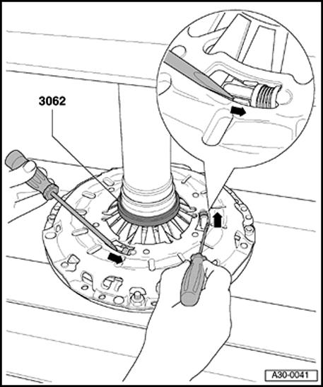 Page 9 of 10 30-44 Do not use force when performing the following steps, otherwise the forks on the adjuster ring can break off. - Apply two screwdrivers to forks on adjuster ring.