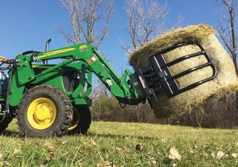 ROUND BALE GRABBER For Skid Steer Loaders and Tractor Loaders Safely and carefully handles a wide variety of bales - film wrapped, net wrapped or conventional twine