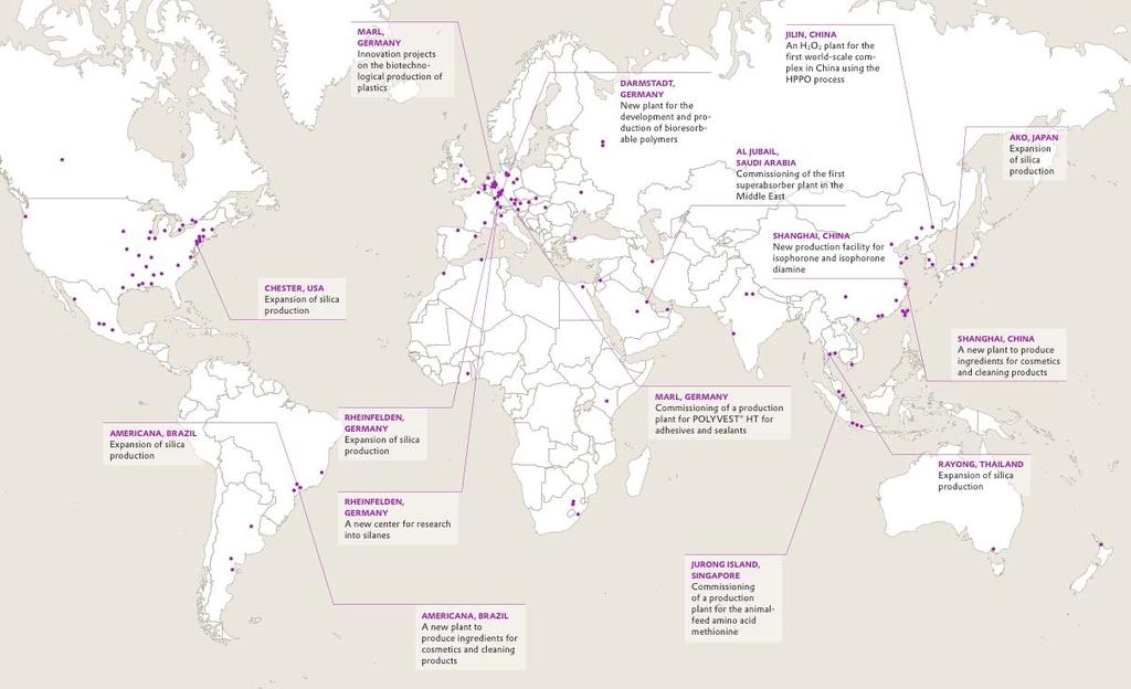 Evonik Industries AG Global presence Production sites in 25
