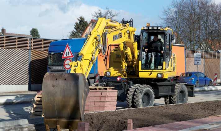 Highest Safety Standards Optimal job site safety Safety features on the Komatsu PW160-8 comply with the latest industry standards and work together as a system to minimise risks to personnel in and