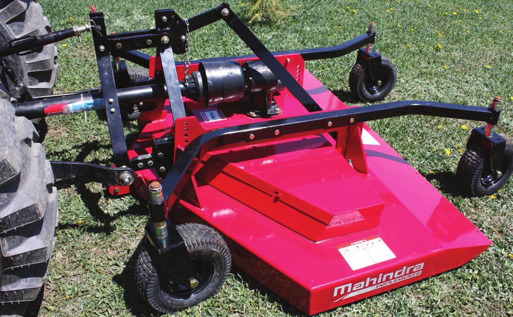 3 Point Finish Mowers Quick hitch ready for a speedy clip on and off Numerous adjustable parts to accomplish a wide variety of mowing needs Low maintenance machine and the little maintenance required