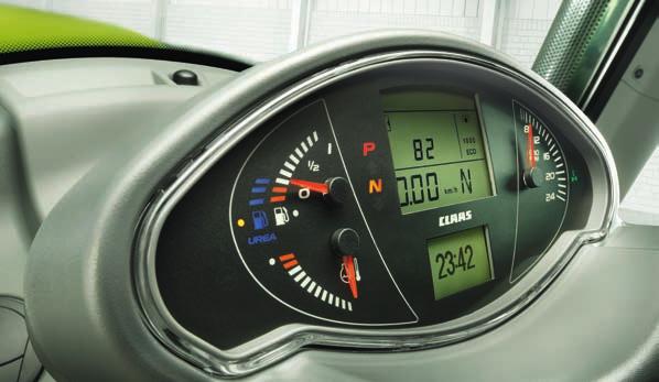The instrument panel is always in full view because it is mounted on the steering column and moves with it.