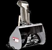 The single stage snow thrower has a stainless steel chute.