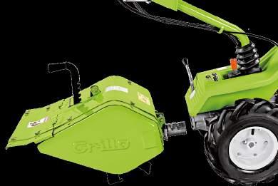 The tilling depth is adjusted using the comfortable outer lever.