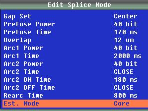 (2) Edit Splice Mode Splicing parameters in each splice mode can be modified.