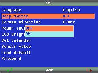Beep Switch The Beep Switch function allows the user to enable or disable the