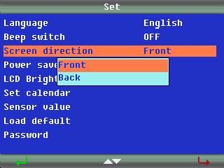 Screen Direction The Screen Direction function allows the user to change the