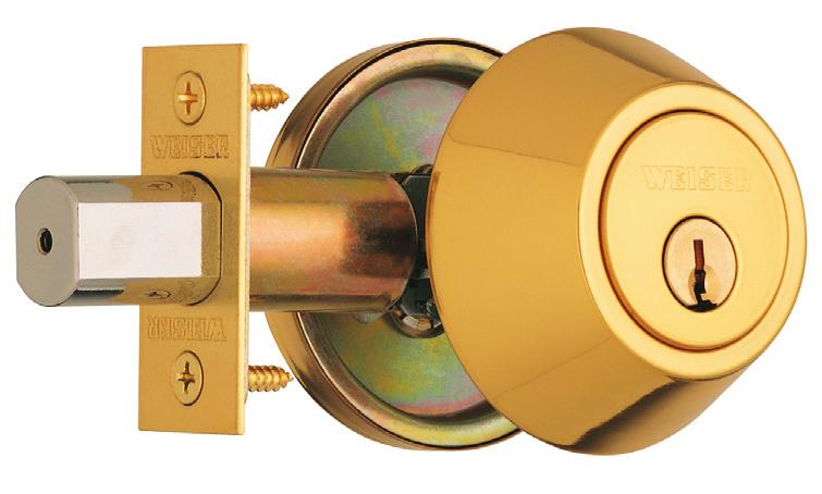 Cylinder: Deadbolt operated with key on exterior trim and thumb turn on interior trim.