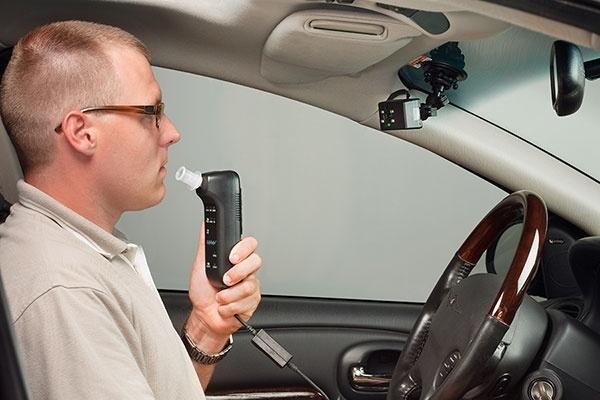 In order to start an interlock-equipped vehicle the driver must first supply a breath sample. The sample is analyzed for alcohol.
