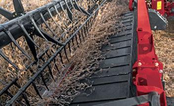 The superior system lays the crop down, smoothly and evenly feeding the crop head-first into the combine and allowing for faster ground speeds, from 0.5 to 1.5 mph faster than an auger header.