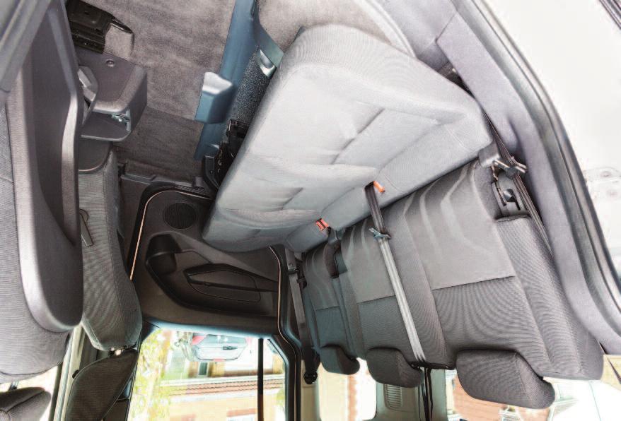 original Ford seating with the ability to create wheelchair space quickly and easily by folding rear seats forward.