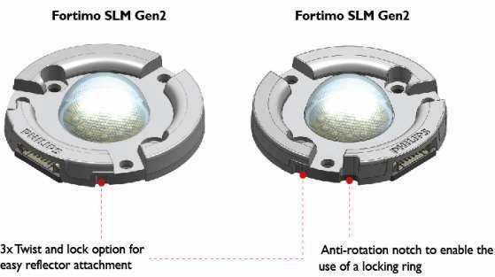 Dimensions of the Fortimo LED Spotlight Module Dimensions of the Fortimo LED SLM 1100 Gen2 Tight Beam module Dimensions of the Fortimo LED SLM 800/1100 Gen2 module Dimensions of the Fortimo LED SLM