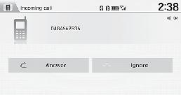 VISUAL BLUETOOTH HANDSFREELINK MENU: From the phone screen, select various call options. BACK: Go back to the previous display.