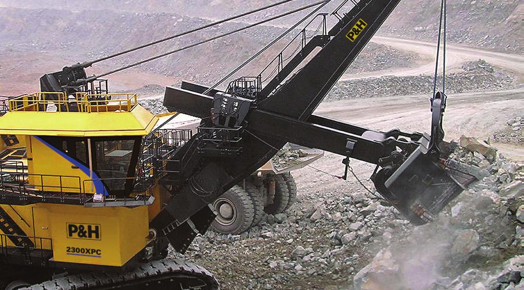 P&H 2300XPC Electric Mining Shovel DC Drive Overall dimensions A Width 12.5 m 40 ft. 10 in. B Length 15.0 m 49 ft. 4 in. C Height over gantry 11.6 m 38 ft. 0 in.